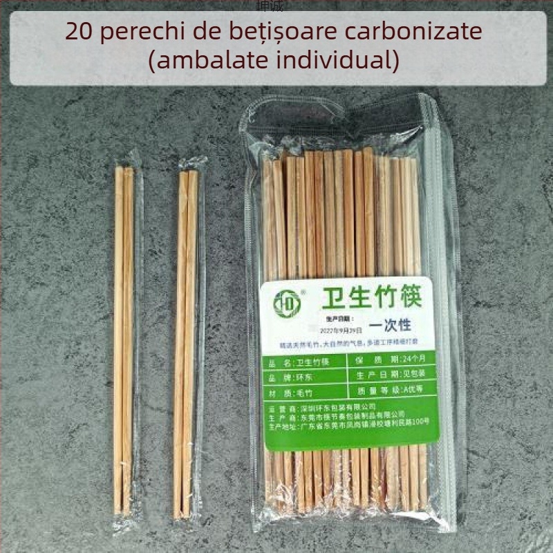 Bețișoare de unică folosință din bambus carbonizat, ambalate individual, îngroșate pentru utilizare comercială și pentru comenzi la pachet