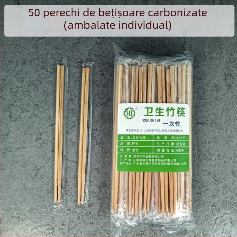 Bețișoare de unică folosință din bambus carbonizat, ambalate individual, îngroșate pentru utilizare comercială și pentru comenzi la pachet