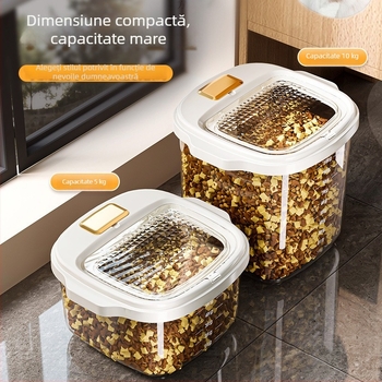 Container de depozitare hrană pentru pisici și câini, sigilat, rezistent la umezeală, împotriva dăunătorilor, cutie din plastic