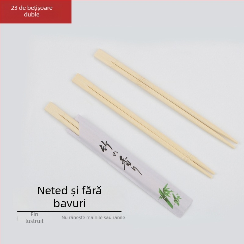 Bețișoare de unică folosință din bambus, cu husă de hârtie – set pentru hoteluri și banchete