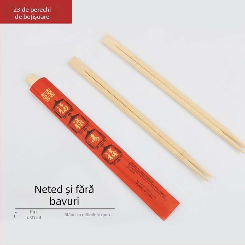 Bețișoare de unică folosință din bambus, cu husă de hârtie – set pentru hoteluri și banchete