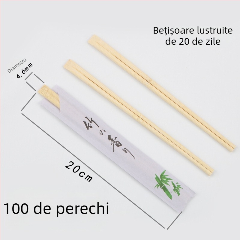 Bețișoare de unică folosință din bambus, cu husă de hârtie – set pentru hoteluri și banchete