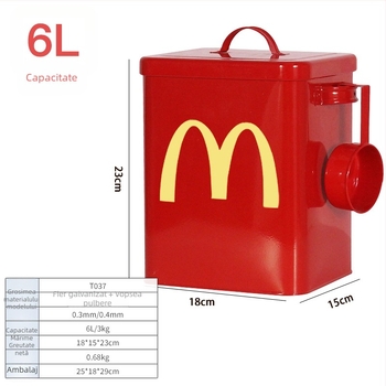 Metalic etanș pentru hrana pisicilor și câinilor, oțel galvanizat cu acoperire epoxidică, mărime M (6L/15L)