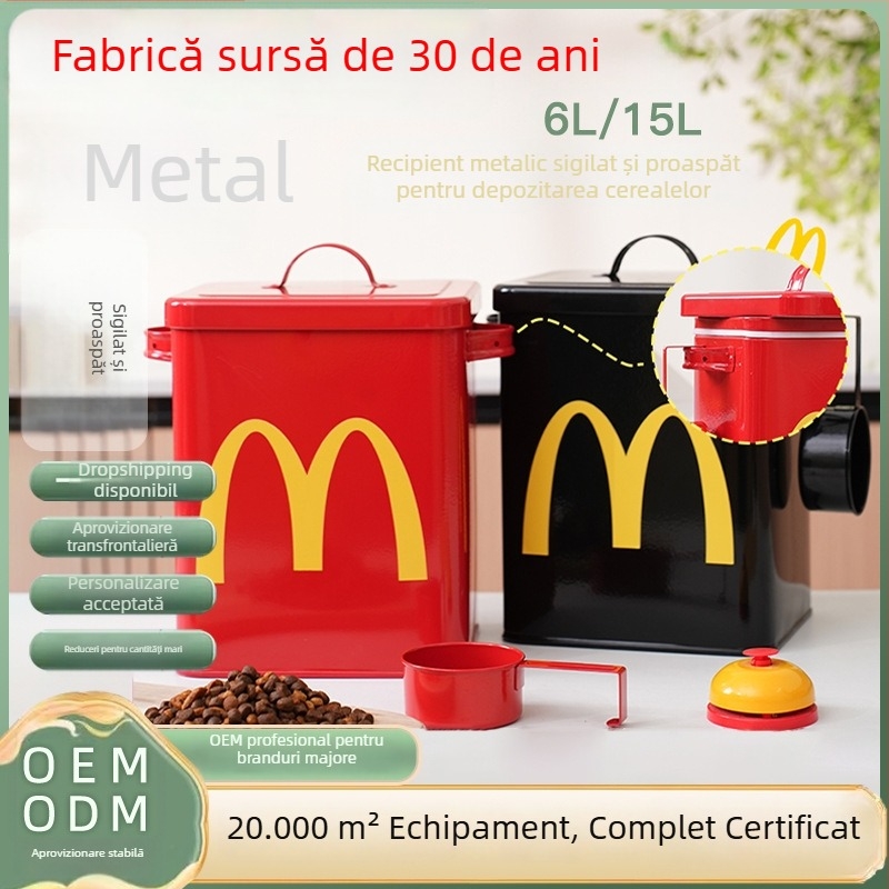 Metalic etanș pentru hrana pisicilor și câinilor, oțel galvanizat cu acoperire epoxidică, mărime M (6L/15L)