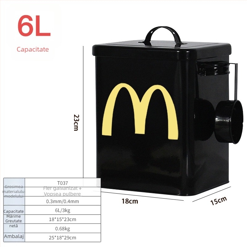 Metalic etanș pentru hrana pisicilor și câinilor, oțel galvanizat cu acoperire epoxidică, mărime M (6L/15L)