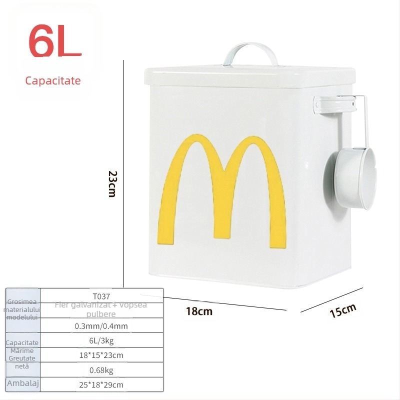 Metalic etanș pentru hrana pisicilor și câinilor, oțel galvanizat cu acoperire epoxidică, mărime M (6L/15L)