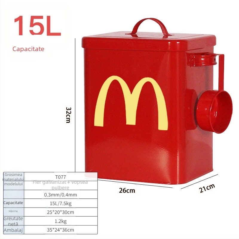Metalic etanș pentru hrana pisicilor și câinilor, oțel galvanizat cu acoperire epoxidică, mărime M (6L/15L)