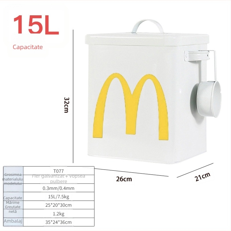 Metalic etanș pentru hrana pisicilor și câinilor, oțel galvanizat cu acoperire epoxidică, mărime M (6L/15L)