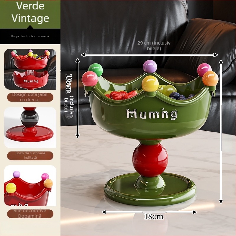 Dopamine tavă de fructe cu două niveluri, înălțată, cu drenaj, pentru sufragerie, decor creativ pentru gustări și bomboane