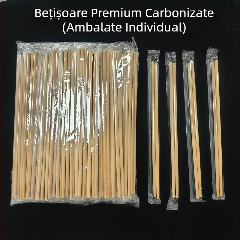 Bețișoare de unică folosință din bambus, extra lungi, ambalate individual, pentru uz casnic și takeout, rezistente la mucegai, carbonizate