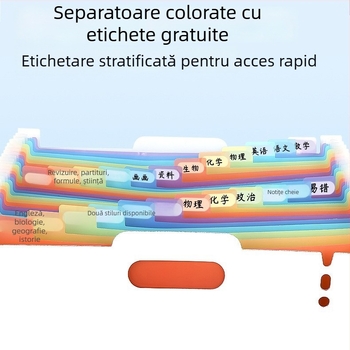 Dosar acordeon vertical A4, curcubeu, organizator de documente pentru birou și lucrări școlare