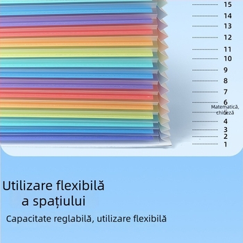 Dosar acordeon vertical A4, curcubeu, organizator de documente pentru birou și lucrări școlare
