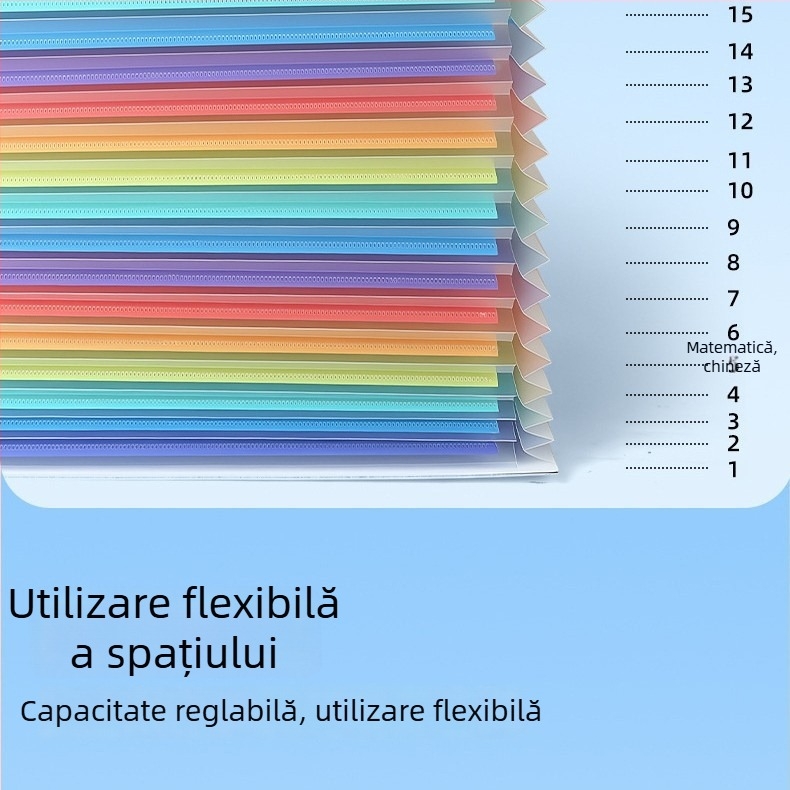 Dosar acordeon vertical A4, curcubeu, organizator de documente pentru birou și lucrări școlare