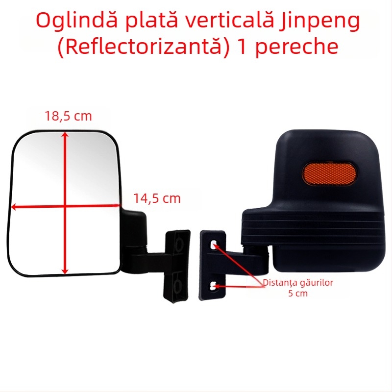Oglindă retrovizoare pentru tricicletă electrică de tip caravan — set cu oglindă mare convexă și oglindă mică rotundă