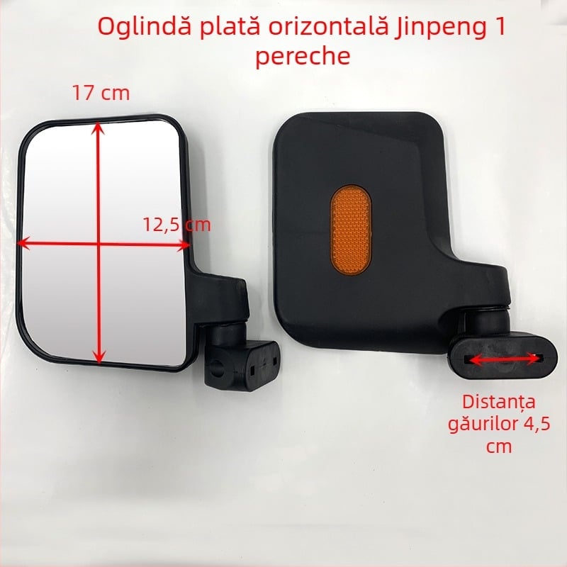 Oglindă retrovizoare pentru tricicletă electrică de tip caravan — set cu oglindă mare convexă și oglindă mică rotundă