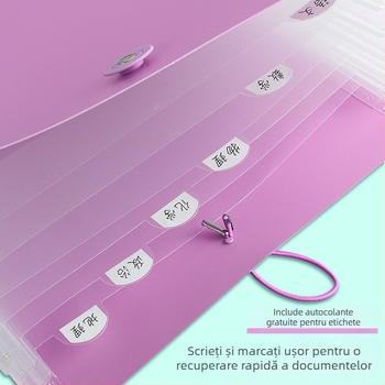 Dosar acordeon vertical A4 cu 7 compartimente pentru documente