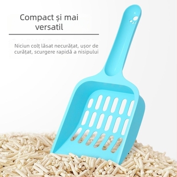Lopățică pentru nisip de pisică cu mâner lung, dimensiune mică, gaură mare, pentru nisip tofu