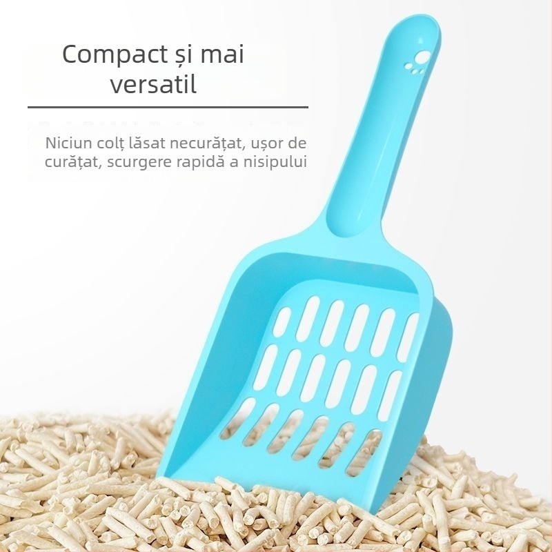 Lopățică pentru nisip de pisică cu mâner lung, dimensiune mică, gaură mare, pentru nisip tofu