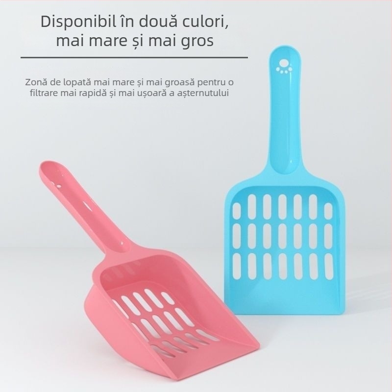 Lopățică pentru nisip de pisică cu mâner lung, dimensiune mică, gaură mare, pentru nisip tofu