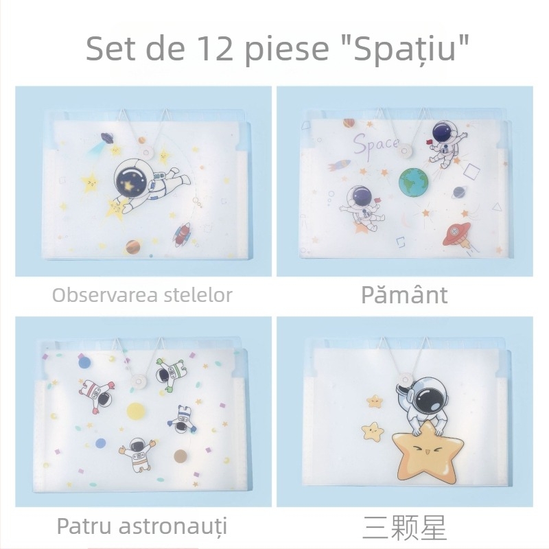 Mapă PP cu 5 buzunare pentru documente, design drăguț cu desene animate, A4 acordeon