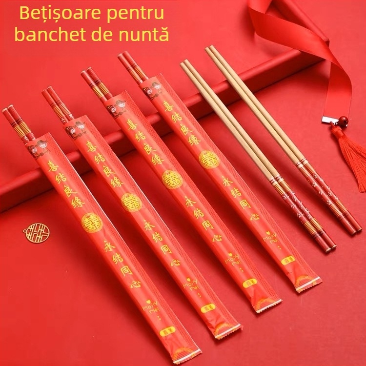 Bețe de mâncare din bambus, de unică folosință pentru banchete, lungi, cu strat roșu