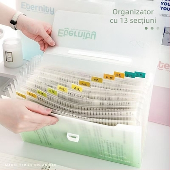Dosar acordeon cu 13 buzunare pentru elevi – dosar pentru teste și documente, capacitate mare