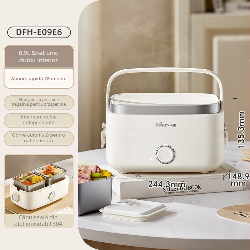 Bear cutie de prânz electrică DFH-E15Y6, izolată, portabilă, gătire la abur, 1,3–1,5 L