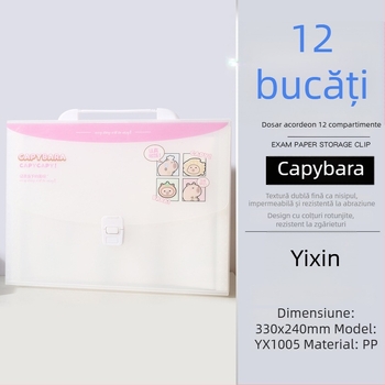 Capybara dosar acordeon pentru documente, din PP, finisaj mat, cu 13 compartimente, capacitate mare pentru stocarea documentelor