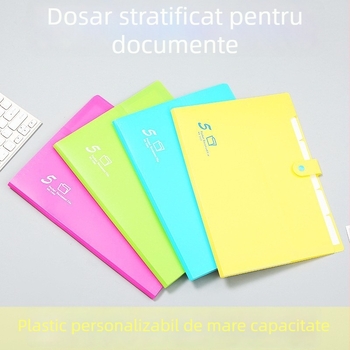 Dosar acordeon PP multicolor pentru documente A4, organizare teste și teme pentru elevi, capacitate mare, multifuncțional.