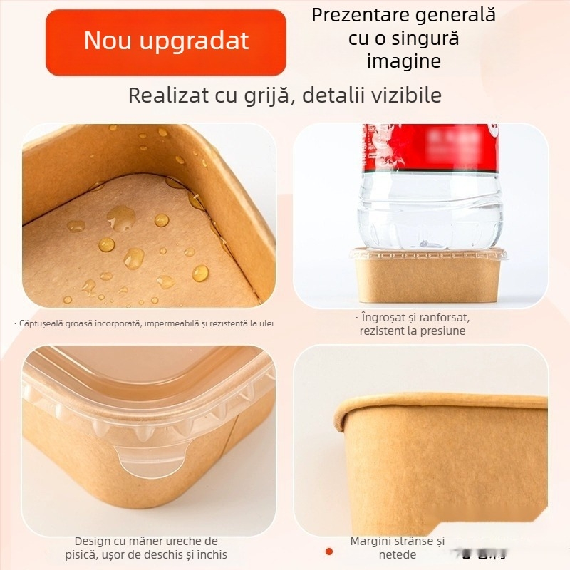 Cutie de prânz de unică folosință din hârtie kraft, pentru picnic și camping în aer liber – sushi