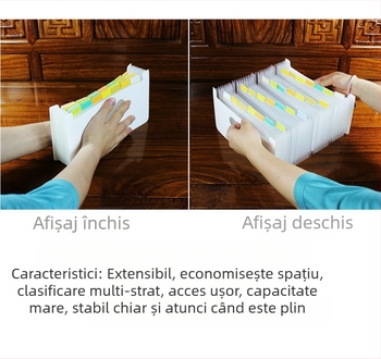 Organizator A6 mini acordeon, dosar de documente cu mai multe compartimente, husă compactă pentru chitanțe și papetărie