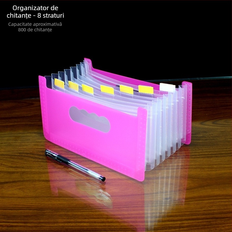 Organizator A6 mini acordeon, dosar de documente cu mai multe compartimente, husă compactă pentru chitanțe și papetărie