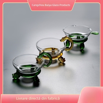 Filtru de ceai din sticlă borosilicat, transparent și îngroșat, set Gongfu de ceai cu raft pentru ceai, densitate mare
