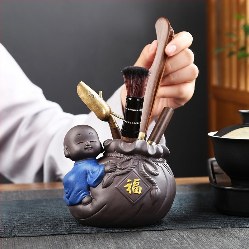 Set pentru ceremonia ceaiului Six Gentlemen, accesorii Kung Fu pentru ceai: cuțit de ceai, clips, perie, lingură și unelte de preparare a ceaiului