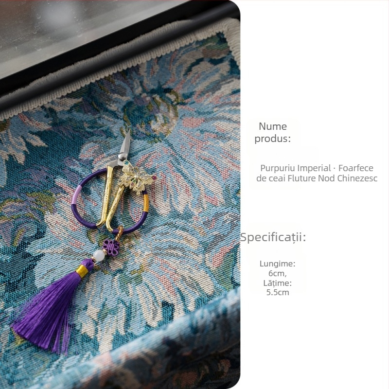 Foarfece de ceai cu ciucuri, în stil tradițional chinezesc, pentru ceremonia ceaiului, mici foarfece pentru pliculețe de ceai, accesorii pentru ceremonia ceaiului