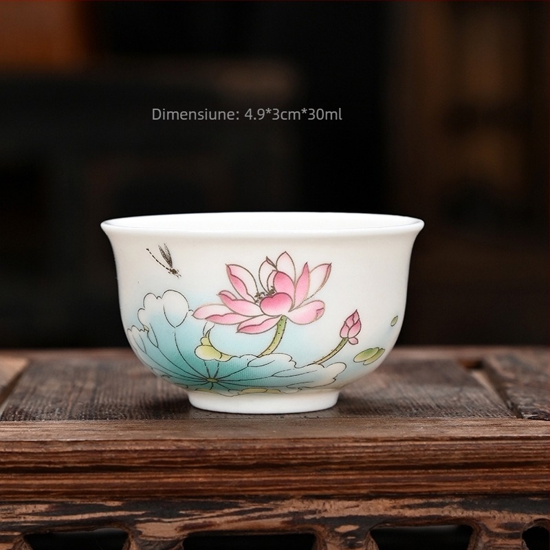 Ceașcă de ceai din porțelan, mică, albă, stil minimalist modern