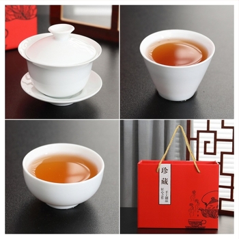 Set Gongfu de ceai într-o cutie cadou din ceramică, cu gaiwan și cești, design minimalist, logo personalizat