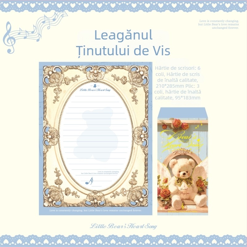 Set de hârtie și plicuri Mr. Paper cu ilustrație drăguță de ursuleț – pentru elevi