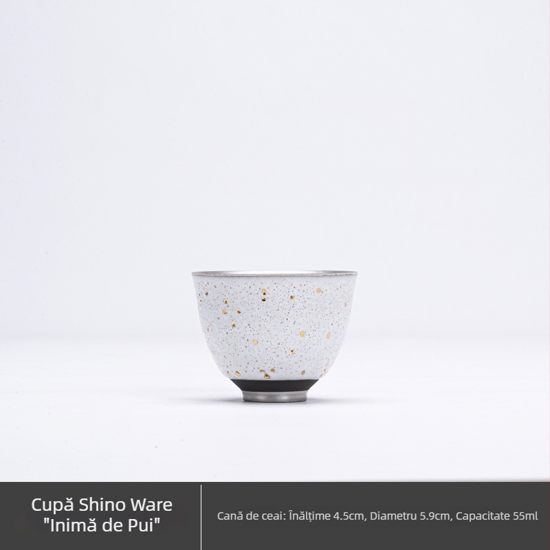 Ceșcuță de ceai din ceramică, în stil japonez, cu bol de ceai și suport – design retro, o singură ceașcă