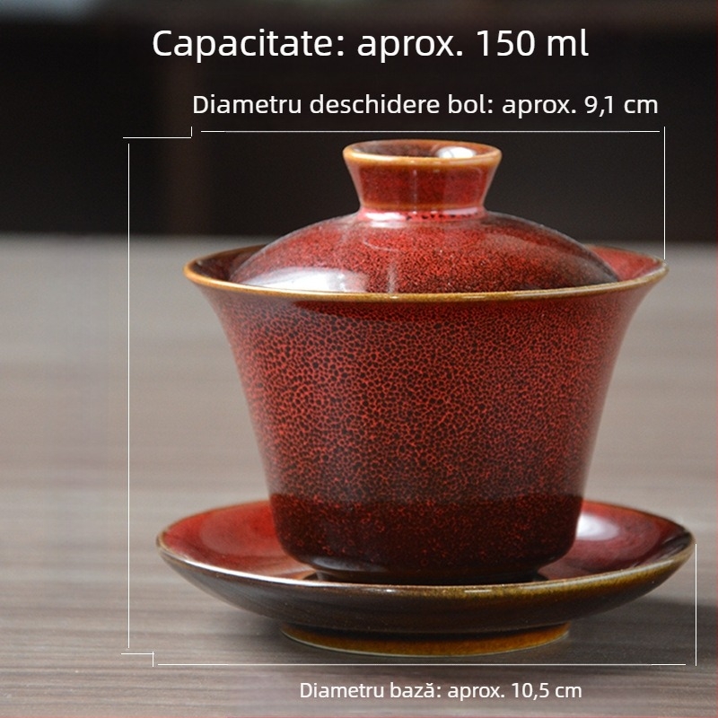 Vas ceramic cu capac pentru uz casnic, stil chinezesc vintage, ușor la atingere, dintr-o singură piesă