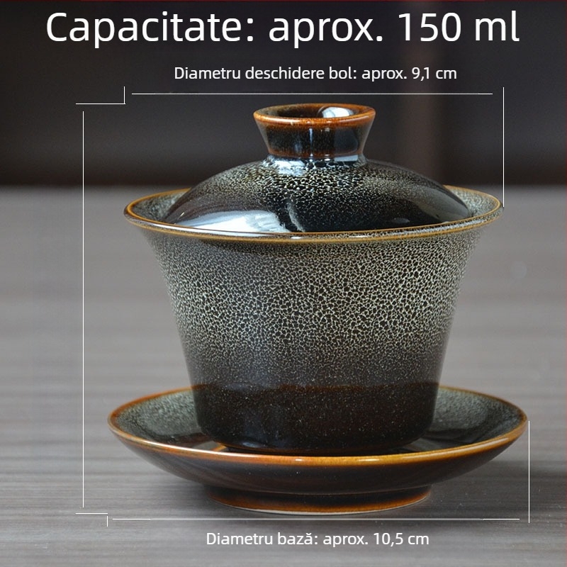 Vas ceramic cu capac pentru uz casnic, stil chinezesc vintage, ușor la atingere, dintr-o singură piesă