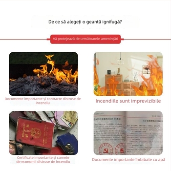Geantă de documente ignifugă pentru uz casnic și birou, rezistentă la temperaturi înalte, etanșă, impermeabilă și rezistentă la umezeală, îngroșată