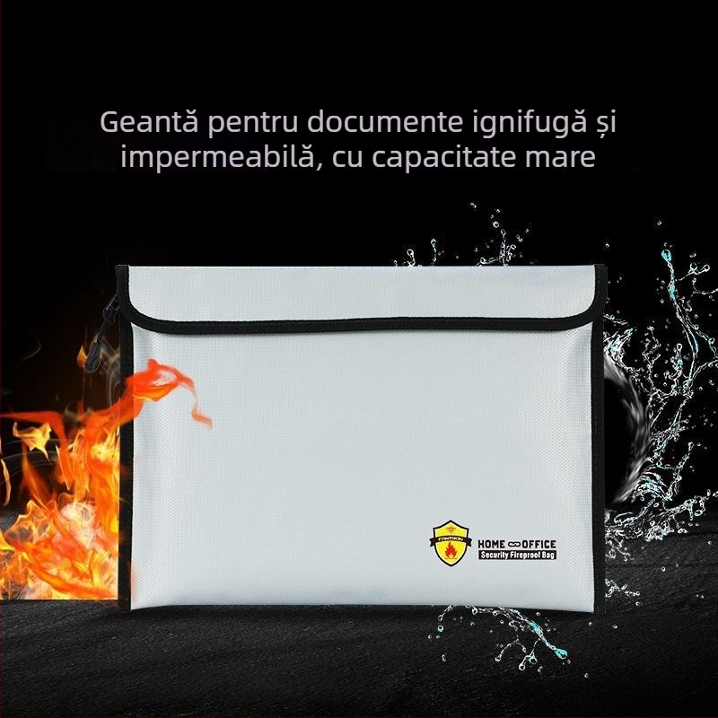 Geantă de documente ignifugă pentru uz casnic și birou, rezistentă la temperaturi înalte, etanșă, impermeabilă și rezistentă la umezeală, îngroșată