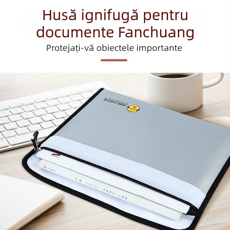 Geantă de documente ignifugă pentru uz casnic și birou, rezistentă la temperaturi înalte, etanșă, impermeabilă și rezistentă la umezeală, îngroșată