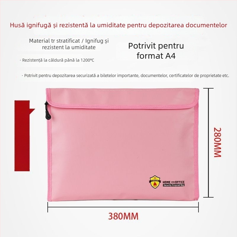 Geantă de documente ignifugă pentru uz casnic și birou, rezistentă la temperaturi înalte, etanșă, impermeabilă și rezistentă la umezeală, îngroșată