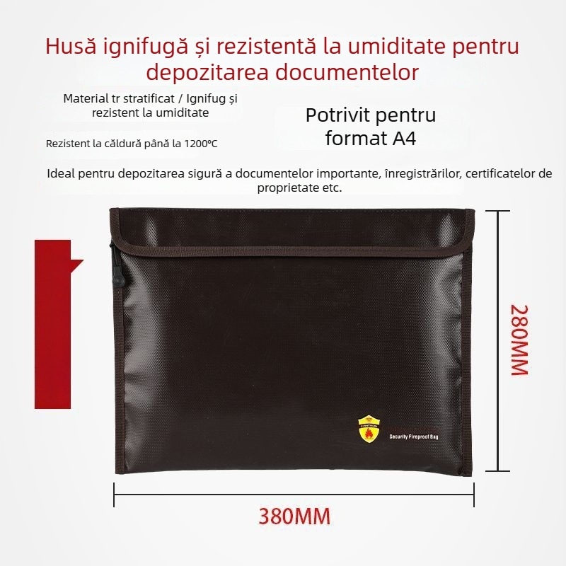 Geantă de documente ignifugă pentru uz casnic și birou, rezistentă la temperaturi înalte, etanșă, impermeabilă și rezistentă la umezeală, îngroșată
