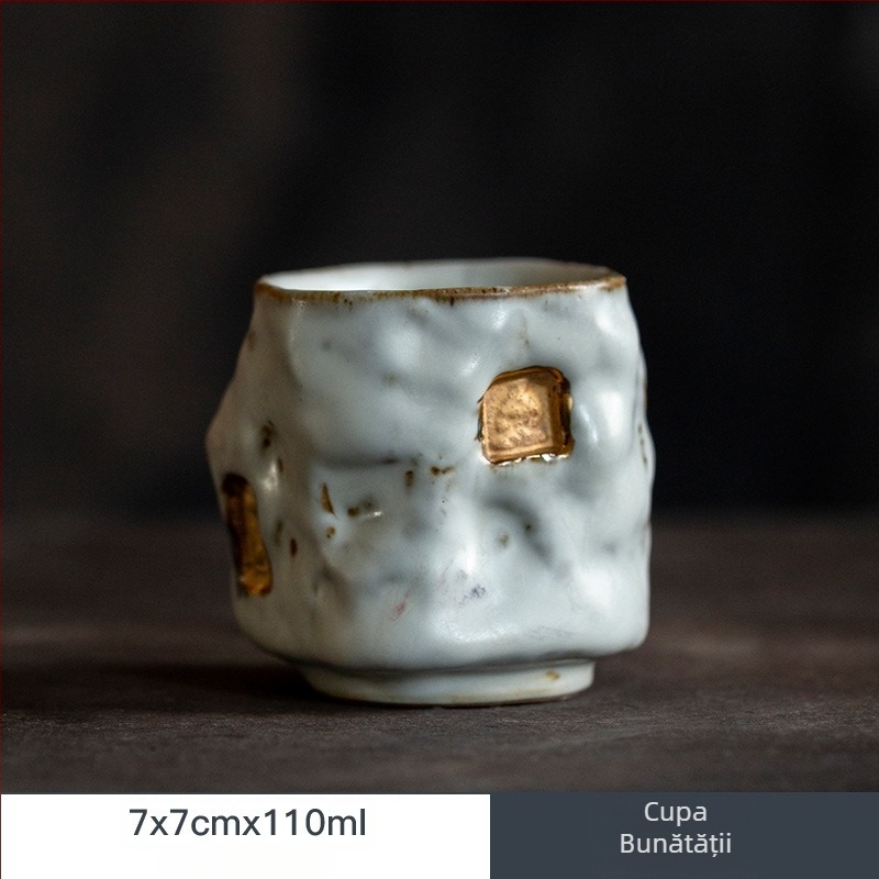 Ceașcă de ceai cu glazură Dunhuang Kiln, realizată manual, ceașcă mare pentru Gongfu ceai, ceramică brută