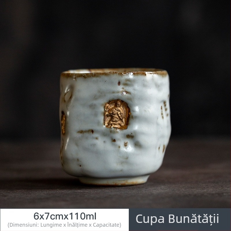Ceașcă de ceai cu glazură Dunhuang Kiln, realizată manual, ceașcă mare pentru Gongfu ceai, ceramică brută