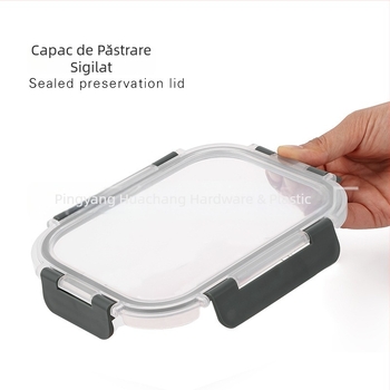 Cutie dreptunghiulară pentru prânz cu capac, compatibilă cu microunde, capac transparent etanș
