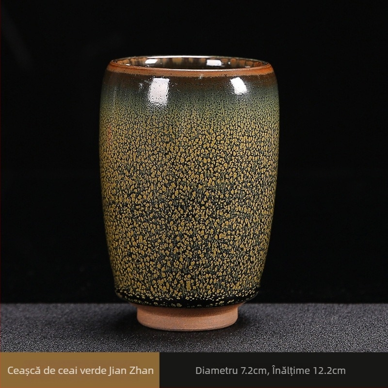 Set de ceai Jianzhan pentru uz casnic, cești Tianmu mari, ceramică cu glazură de cuptor, stil modern minimalist